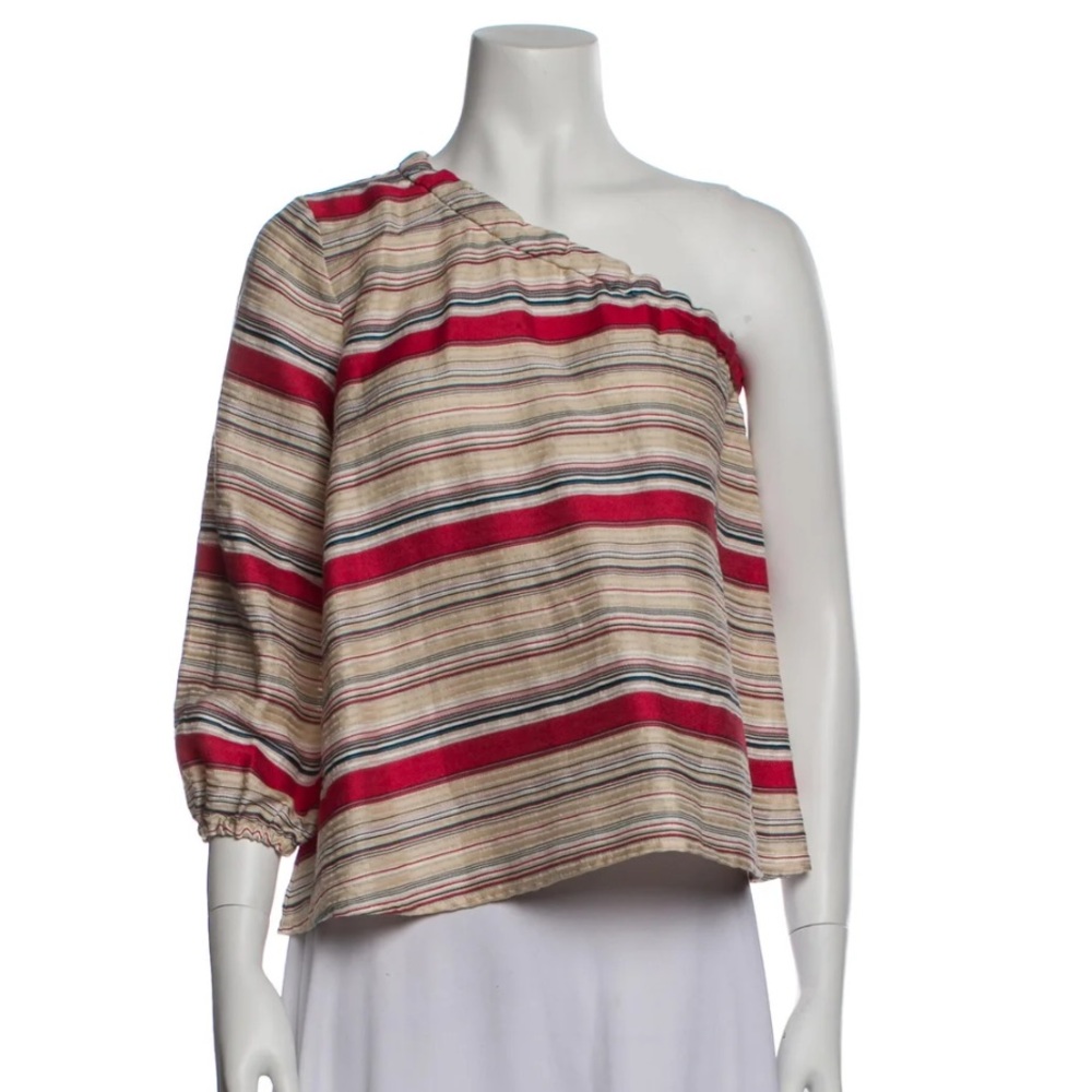 Tanya Taylor One Shoulder Striped Top - Size 0